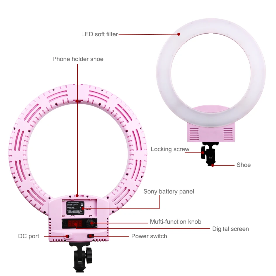 Светодиодное кольцо ALUMOTECH 12 дюймов 3200 5600 к 36 Вт|led light for camera|light cameraled video |