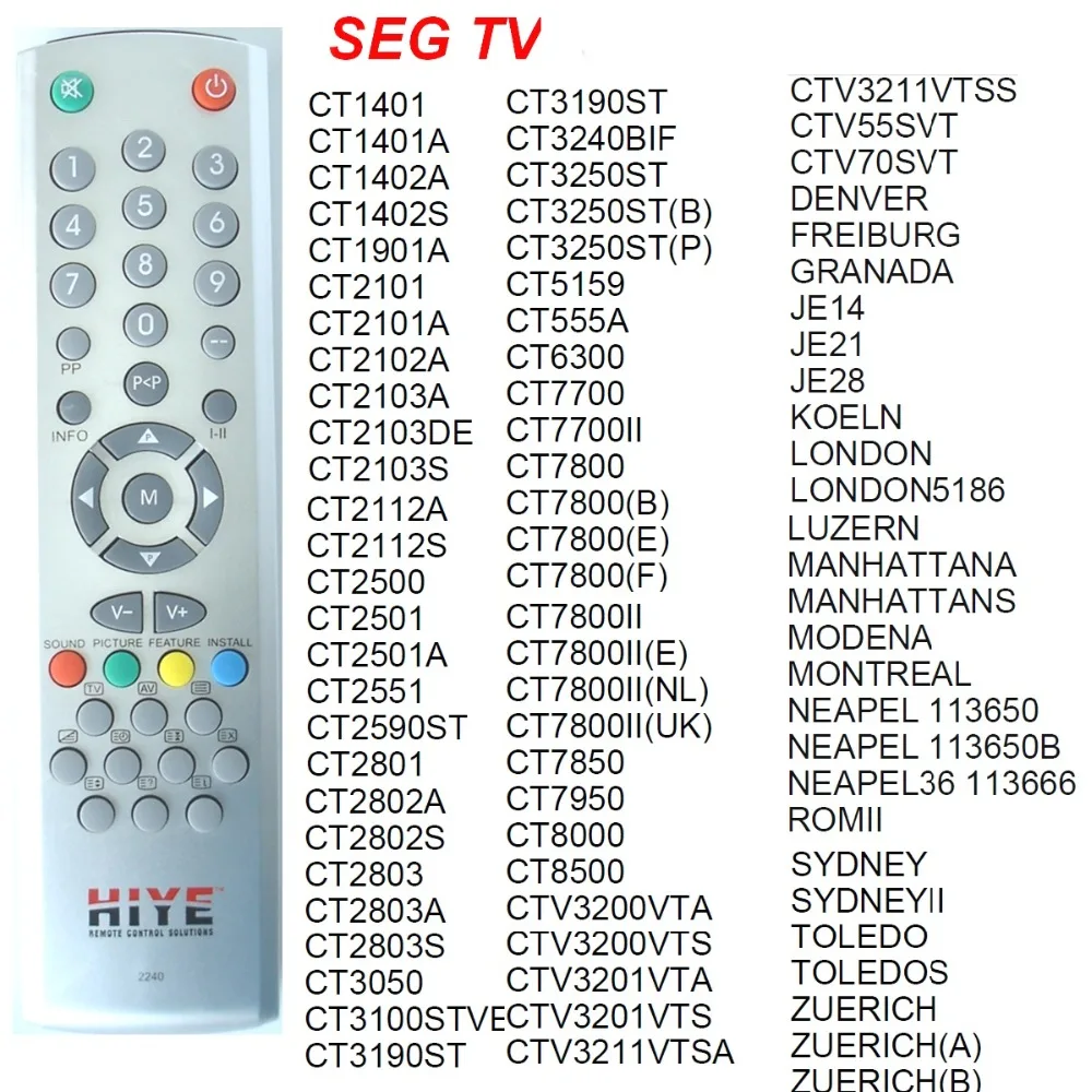 RC2240 пульт дистанционного управления для SEG ТВ CT14 CT21 CT25 CT28 CT30 CT31 CT32 CT51 CT55 CT63 CT77 CT78 CT79