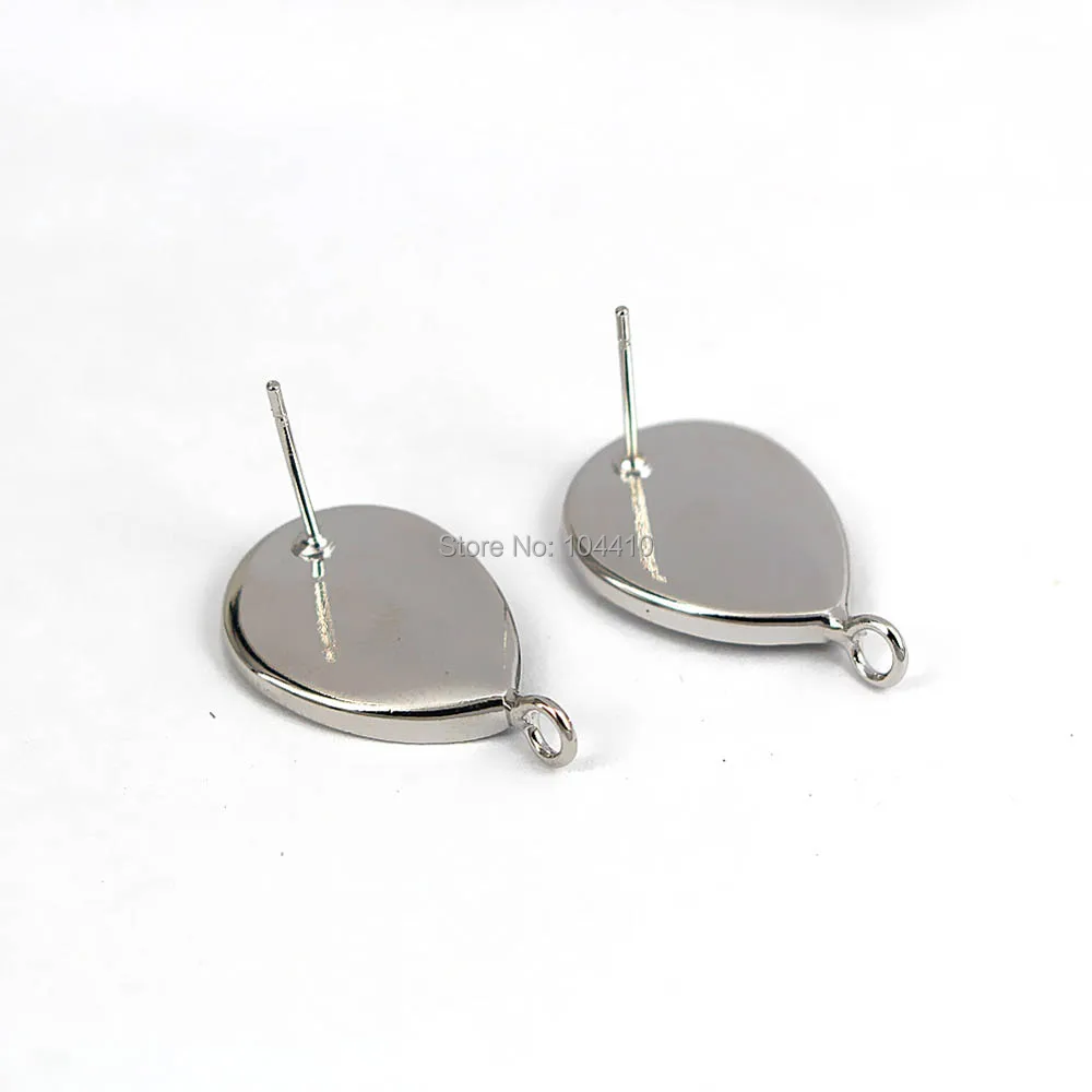 Пустая КАПЛЕВИДНАЯ оправа с петлей для сережек-гвоздиков стандартные