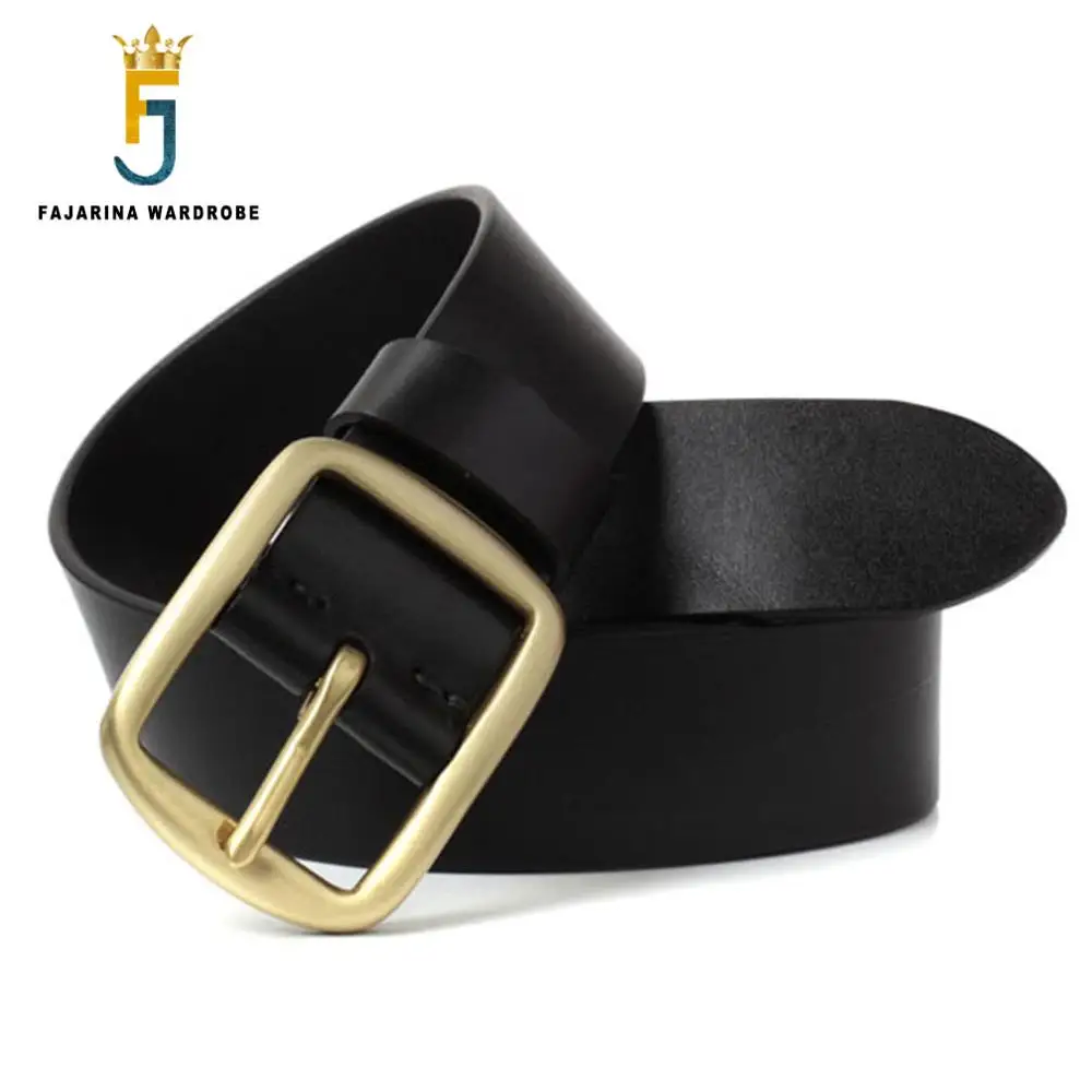 FAJARINA Luxury Styles Mens Fashion Casual Brass Pin Buckle Belts Retro 3.8cm Width Genuine Leather for Men Belt Jeans N17FJ525