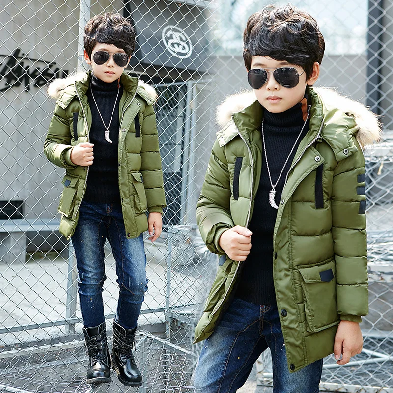 

NEW Children Outerwear Coat Fashion Kids Clothes Cotton Windproof Parkas Jackets For Boys 5-16Y 2 Colors Winter and Autumn