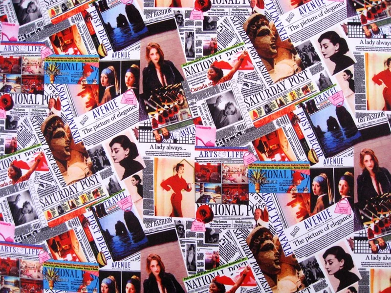WF002 - 70cmx46cm old newspaper(colorized) PVC coated waterproof fabric | Дом и сад