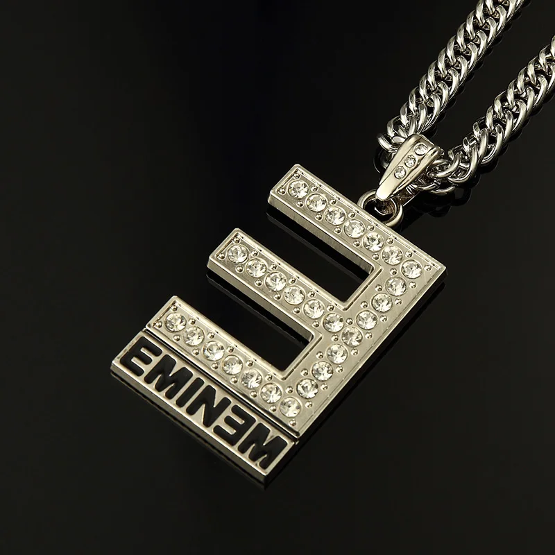 Хип-хоп письмо ожерелье Eminem для мужчин s Bling длинные цепочки для мужчин сплав талисманы большое ожерелье Рок музыка Musica массивный