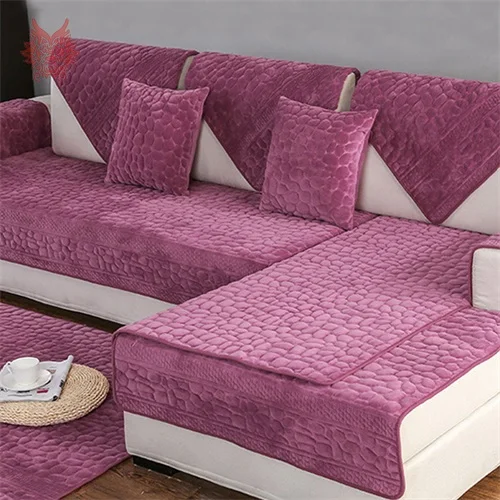 Purple per pic Зима Осень плюшевые каменные стеганые Чехлы для дивана Чехлы для Мебели Чехлы для гостиной canape capa de диван протектор SP5144 - Цвет: Purple per pic