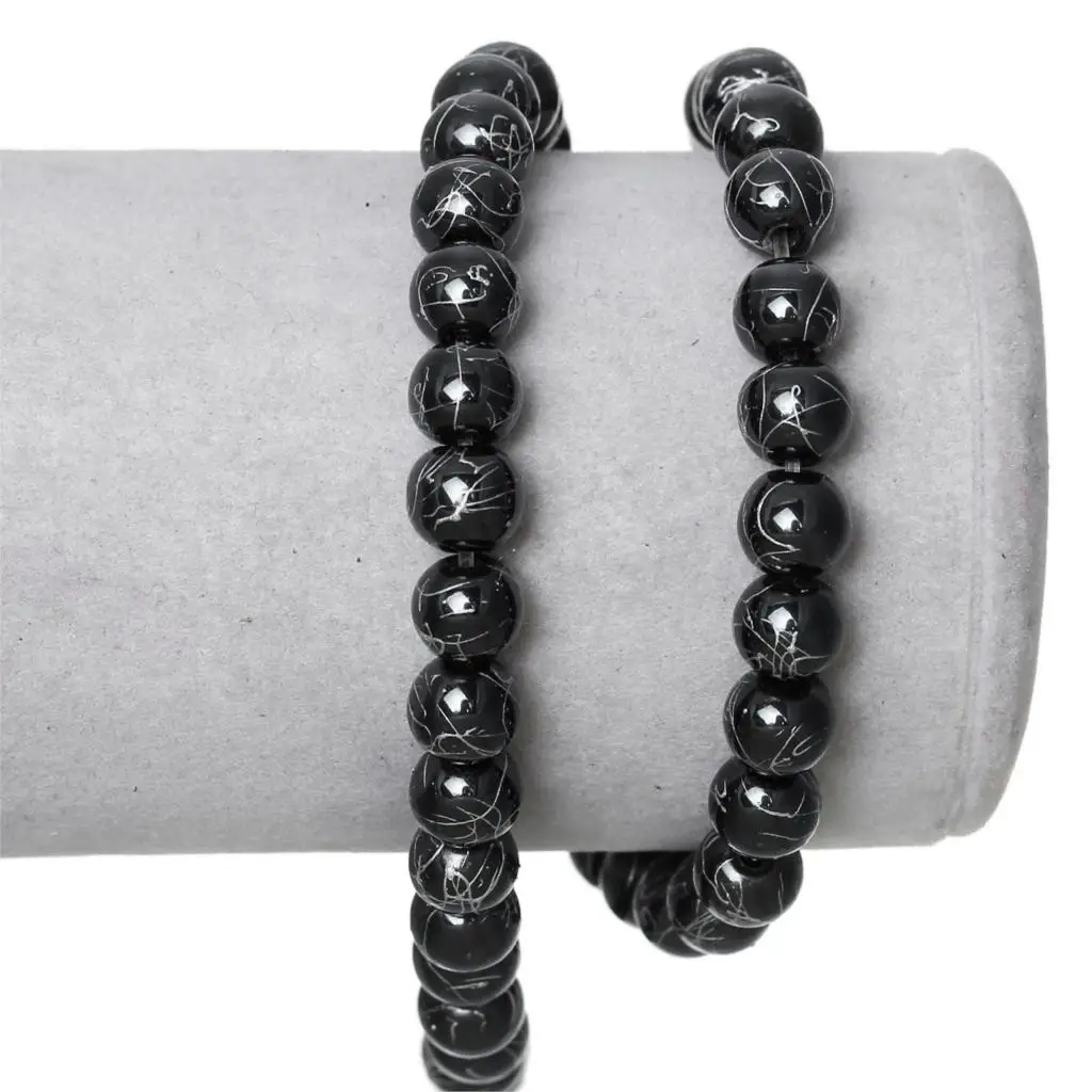 DoreenBeads создан гематитовые бусины Круглый цвета черный/серебристый текстура
