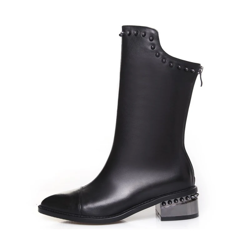 FUN VILLE/2017 г. Новые модные элегантные стильные женские сапоги до середины икры из