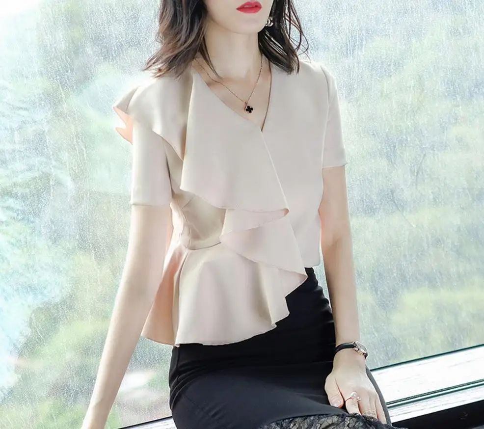 Новые модные дамские офисные пуловер с коротким v образным Вырезом Молния fly