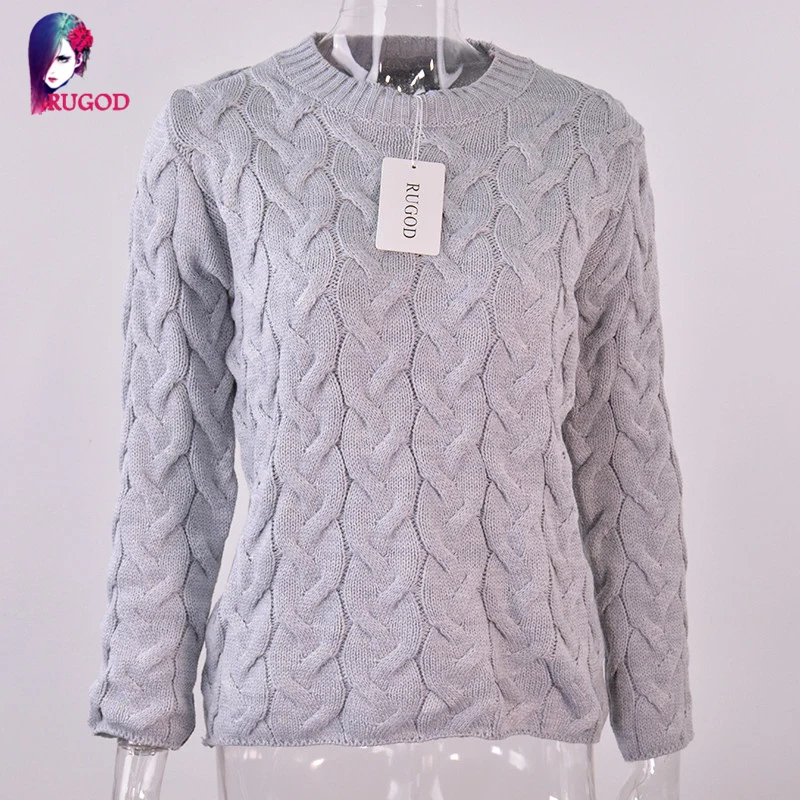 RUGOD Solid Women Sweaters And Pullovers Loose Knitted Pullover Female Tops Spring&ampAutumn Long Sleeve Jumper Sweater pull femme | Женская