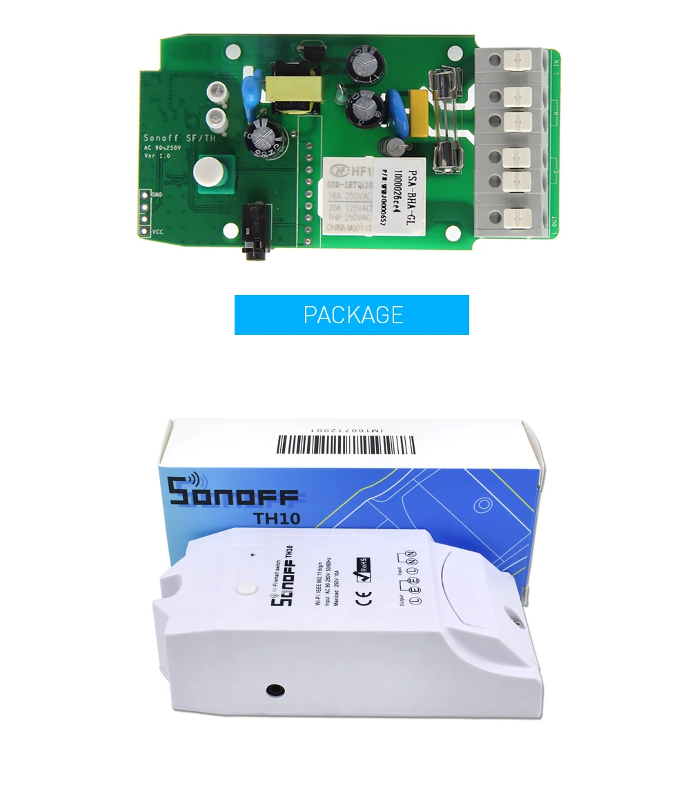 Itead Sonoff TH10 беспроводной wifi переключатель для модули для автоматизации умного дома вспомогательный датчик температуры и влажности монитор 10A 2200W