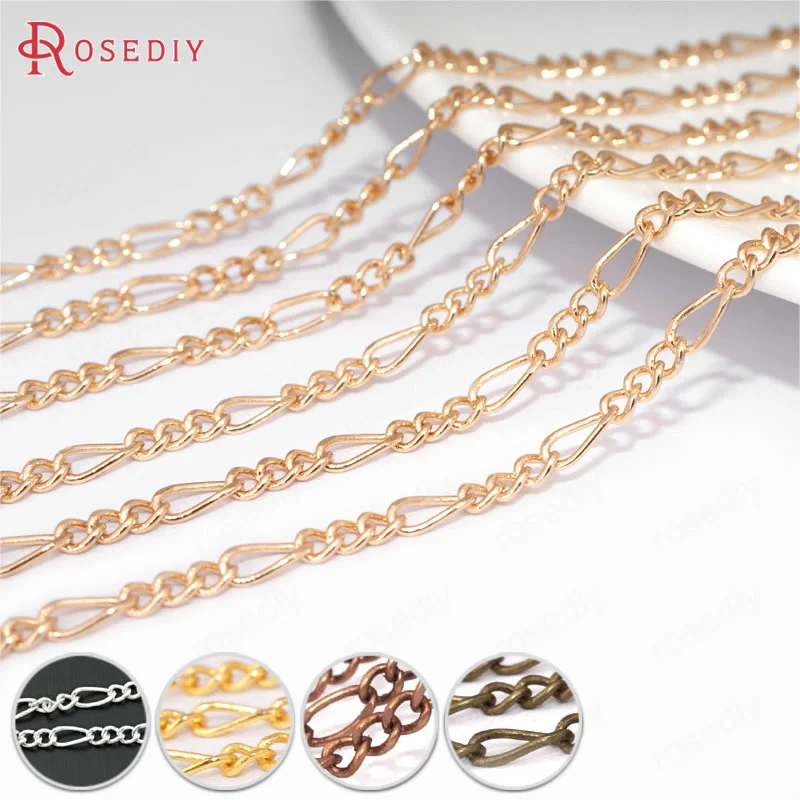

(20260)5 Meters Chain width:2.5MM Copper 3+1 Figaro Chains Special Link Chains Necklace Chains Diy Jewelry Findings Accessories