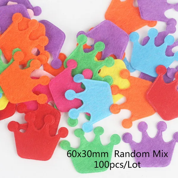Круглый/Корона/платье с цветочным узором, платье на количество букв фетровой ткани аксессуар патчи круг Фетровые Подкладки, ткань патч аксессуары в переменного тока, 50-100 шт./пакет - Цвет: 60x30mm crown