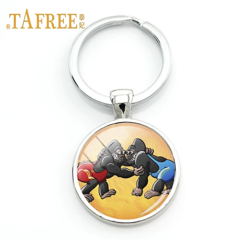 WR65 TAFREE, винтажный стиль, стеклянная круглая подвеска, брелок для ключей, простой художественный Рисунок, борьба, брелок для женщин, автомобильный держатель, ювелирное изделие, WR65 - Цвет: WR65