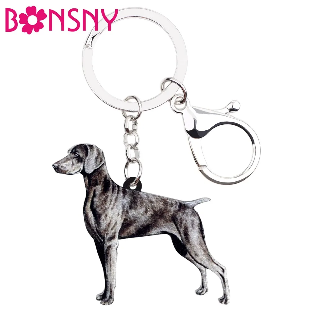 

Bonsny Acrylic German Weimaraner Dog Key Chain Keychains Ring Animal Jewelry For Women Girls Pet Lovrs Gift Bag Car Purse Charms