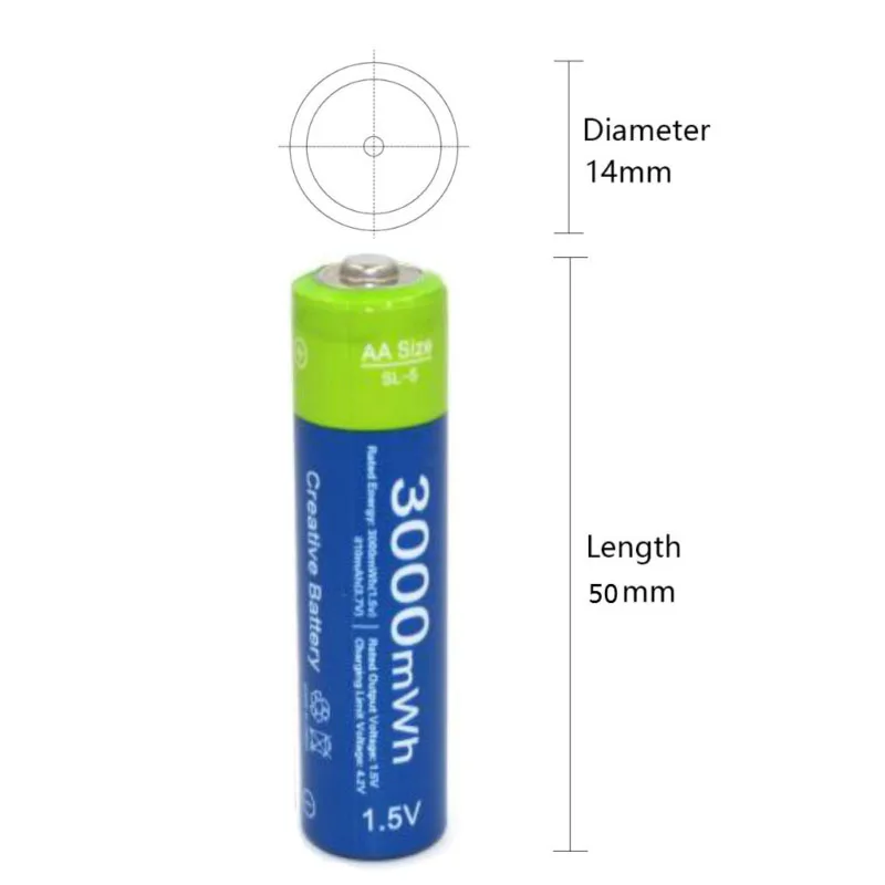 

Brand New Etinesan 1.5V 3000mWh AA rechargeable li-po batteries lithium Powerful battery With 4slots aa aaa charger