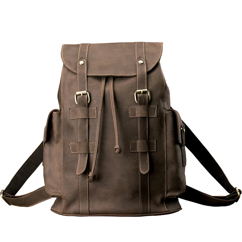 Men's Backpack Shoulder Bag Men Computer Travel Backpacks Handmade Retro Original 2022 Crazy Horse Leather First Layer | Багаж и сумки