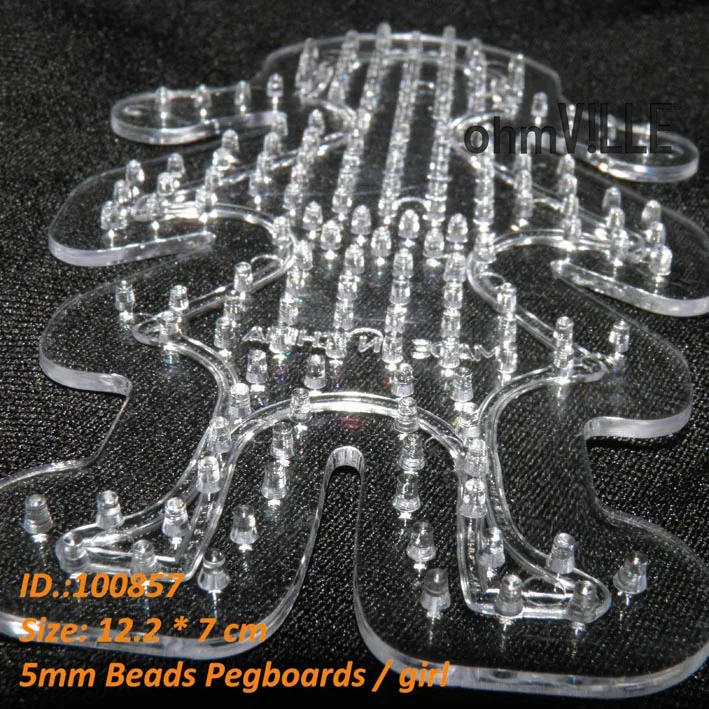 100857 девочка PegBoards для 5 мм Perler бусины Хама плавленые узоры ~ прозрачный Peg доска +
