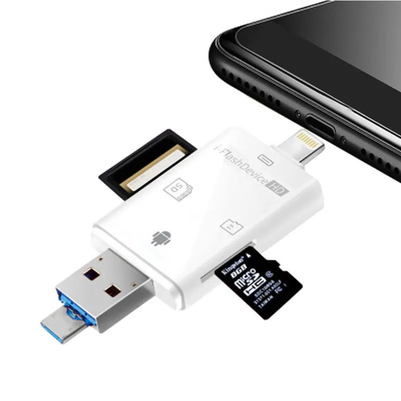 LL TRADER i-Flash Drive Multi-Card OTG Reader HD Micro SD &amp TF Memory USB Card Adapter for iPhone 8/Andriod/PC Device | Компьютеры и