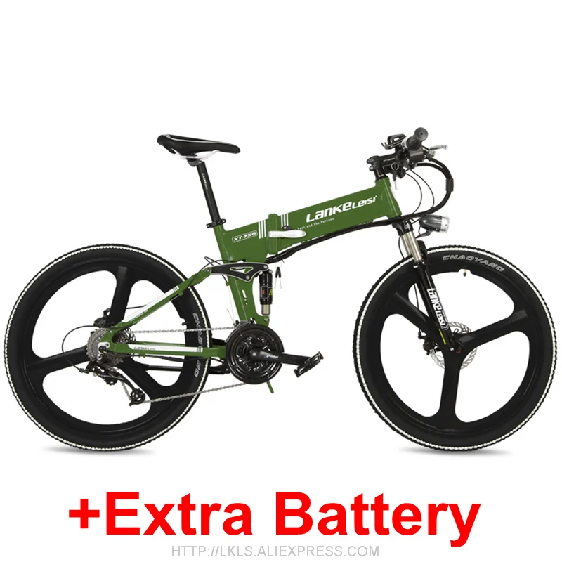 Green I Plus XT750D 27 скоростей 500 Вт Супер мощность высокого качества 2" складной электрический велосипед, 36 В Скрытая литиевая батарея горный велосипед MTB - Цвет: Green I Plus