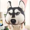 Черный Горячий 3D 38 см* 35 см самоедская Собака Хаски плюшевые игрушки куклы чучело Подушка Диван автомобиль декоративные креативный подарок на день рождения - Цвет: Черный