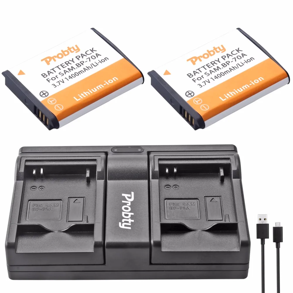 Аккумуляторы Probty 2x BP70A + двойное зарядное устройство для Samsung ES65 ES67 PL100 PL101 PL120 PL121 SL50