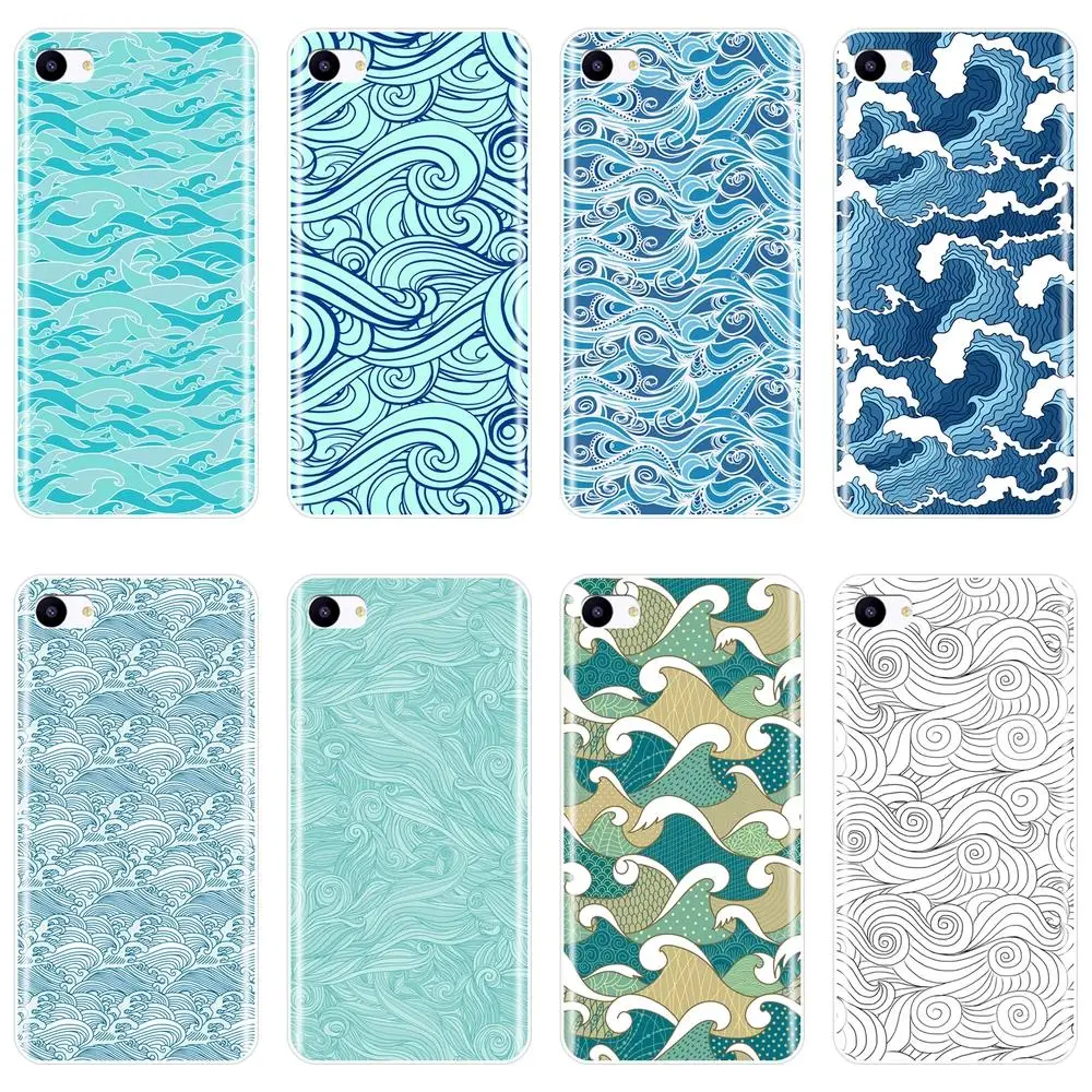 Силиконовый чехол для телефона Meizu 15 Lite 16 Plus 16th 16x Blue Wave Green Art Cool мягкая задняя