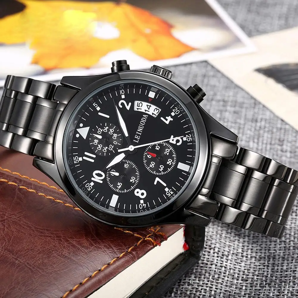 LinTimes Для мужчин открытый световой Кварцевые часы с календарем тонкий указатель