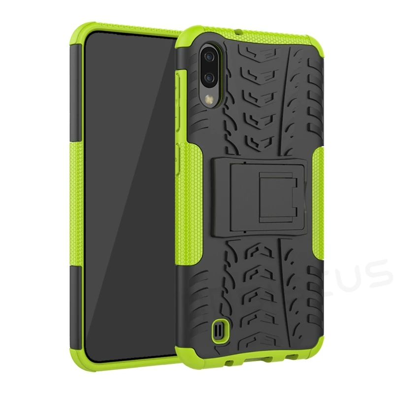 Green Чехол для samsung Galaxy A10, жесткий пластиковый мягкий силиконовый гибридный Чехол-Броня с подставкой из поликарбоната+ ТПУ для samsung A10 A 10 SM-A105F/DS Capa - Цвет: Green