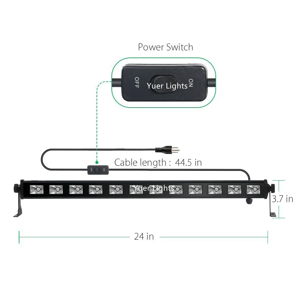 구매 UV LED 바 블랙 조명 12x3w 벽 워시 조명 할로윈 글로우 파티 호텔 클럽 DJ 무대 블랙라이트 기숙사 파티 블랙 컬러