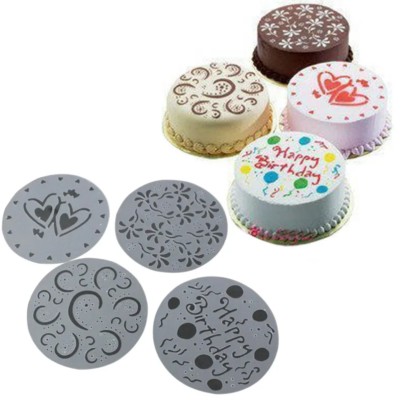 4 шт./компл. торт распылительная форма с днем рождения цветочным набивным