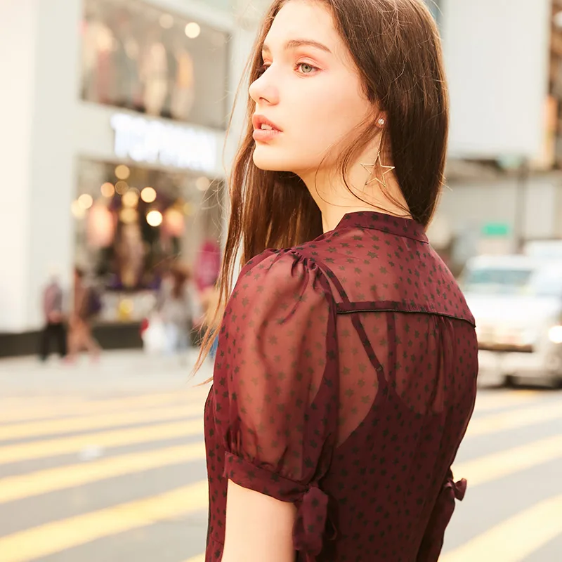 Vero Moda Новое Женское шифоновое платье Ins Стиль блестка Звезда вышивка принт | 31917B501