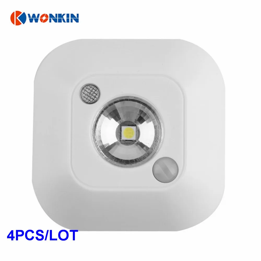 4 шт. светодиодный мини беспроводной инфракрасный датчик движения ночник
