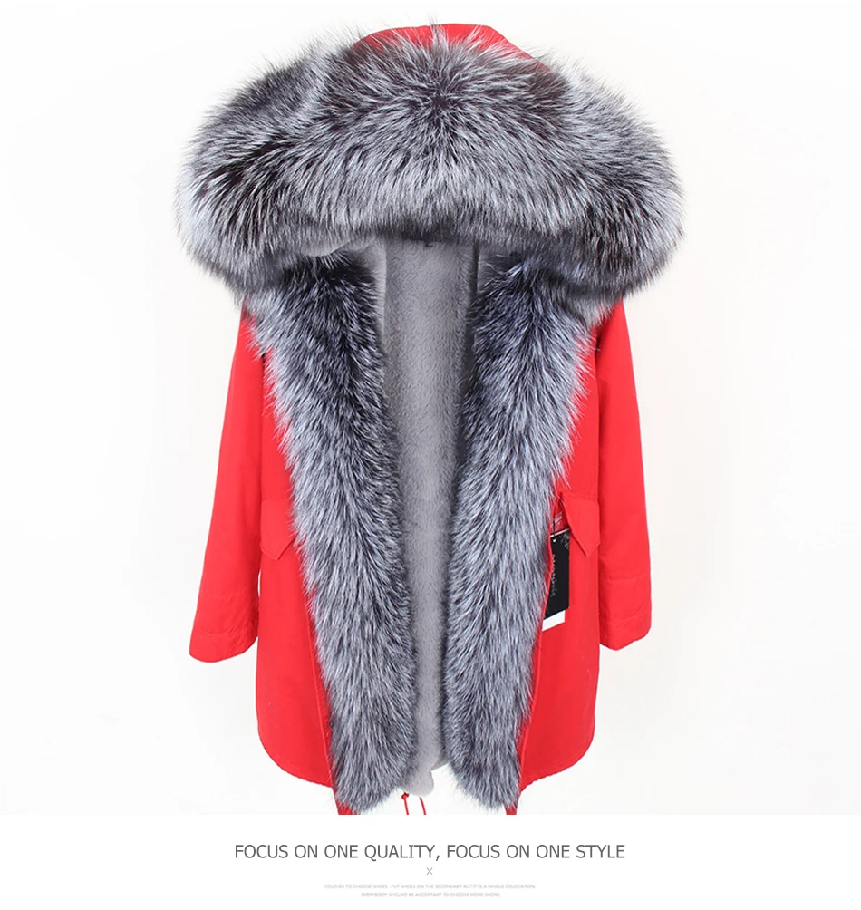 Maomaokong2018 newoversize Лисий меховой воротник съемный liningparkerсредней длины пальто женская одежда тонкий мех