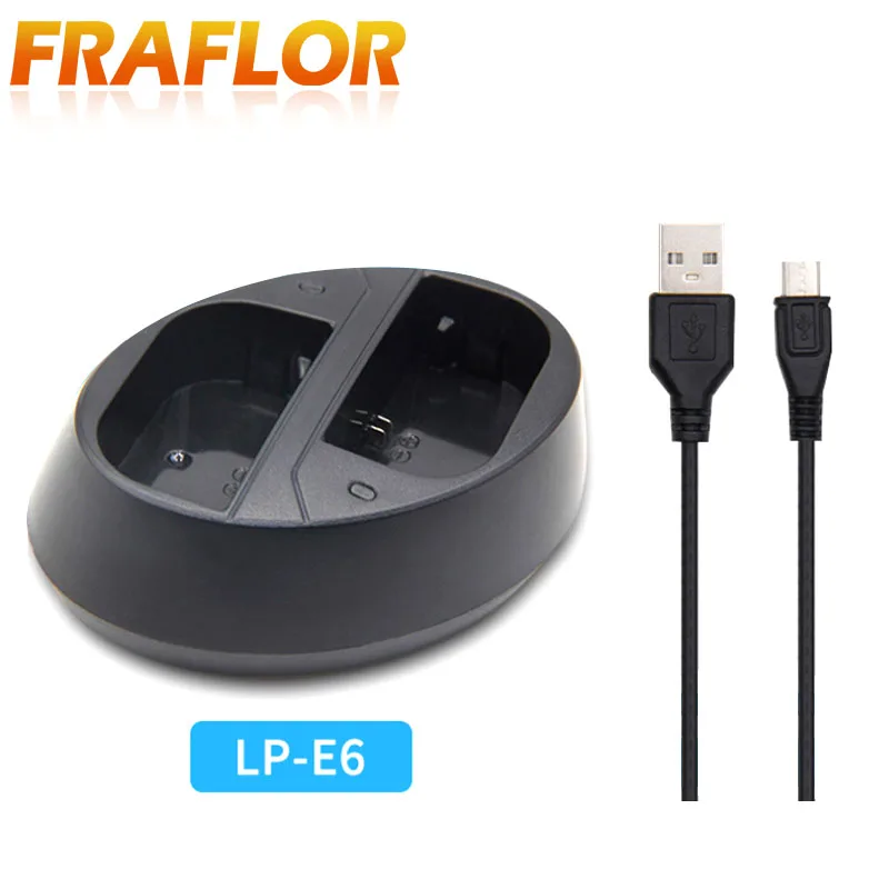 Овальное зарядное устройство для камеры с двумя портами Micro USB Canon LP E6 5D2 5D3 70D 60D 6D 7D