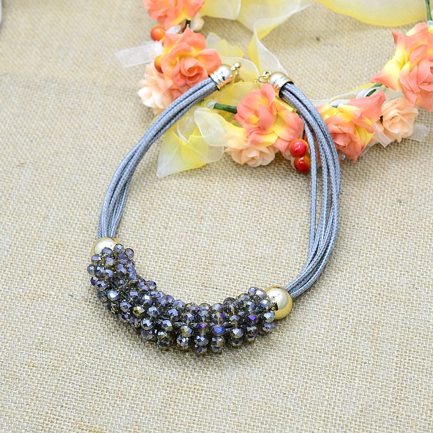 Женская цепочка на шею с стеклянными бусинами 3 цвета|ethnic jewelry|rope chainstatement necklace |