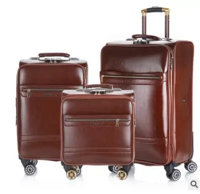 18 Inch 20 Inch Men Spinner suitcase Luggage 24 trolley Suitcase PU Travel Rolling baggage bag On Wheels Travel Wheeled Suitcase
