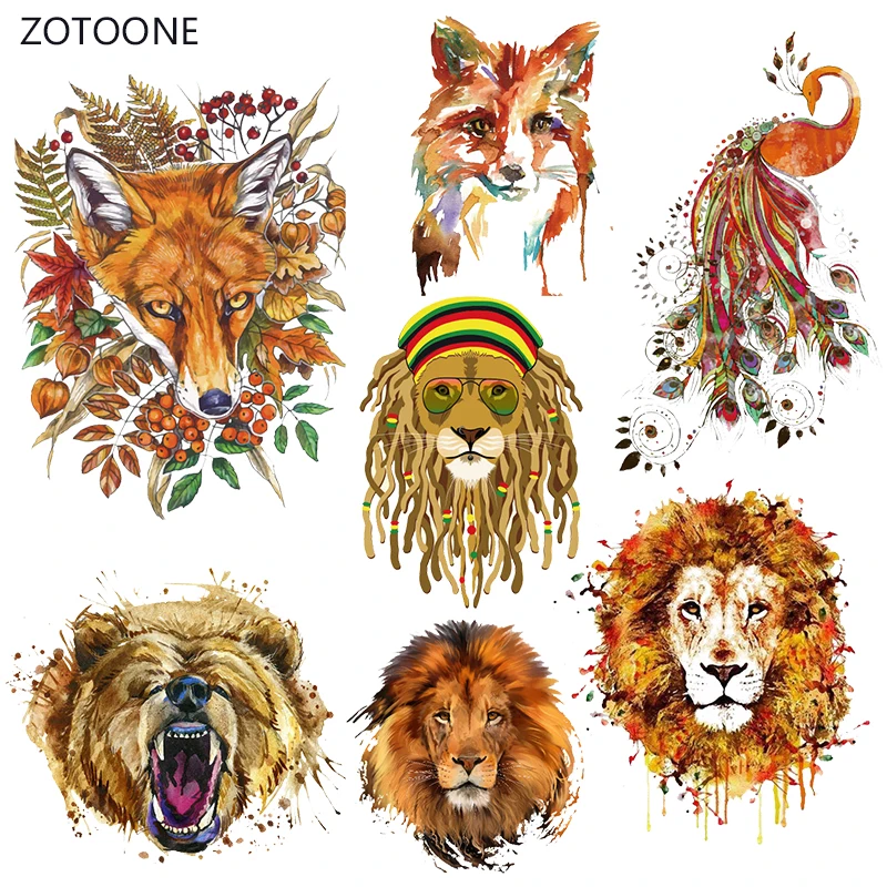 

ZOTOONE Lion Iron on Transfer Patches Stripes on Clothing Diy Patch Heat Transfer for Clothes Decoration Stickers Accessories G
