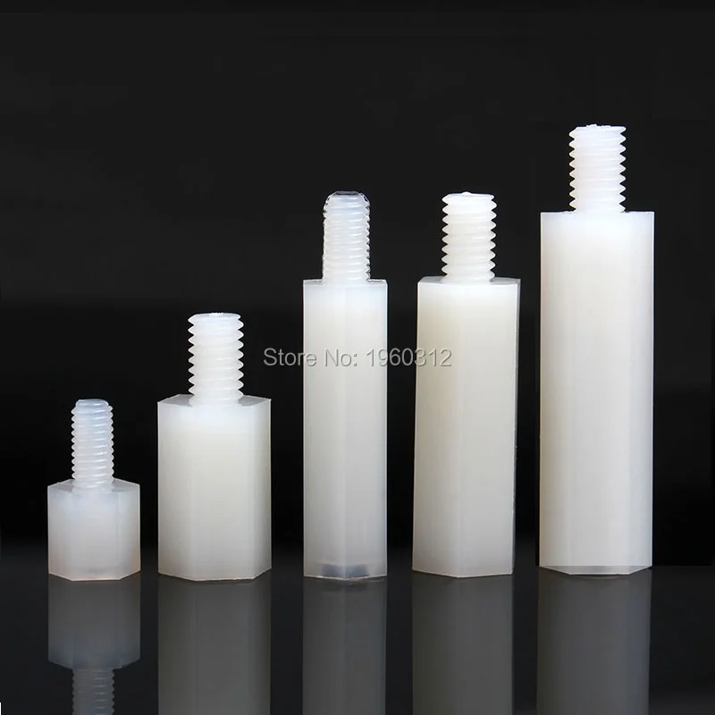 20 шт./лот Высококачественная Наружная и внутренняя резьба белая M4 x 40 мм + 6