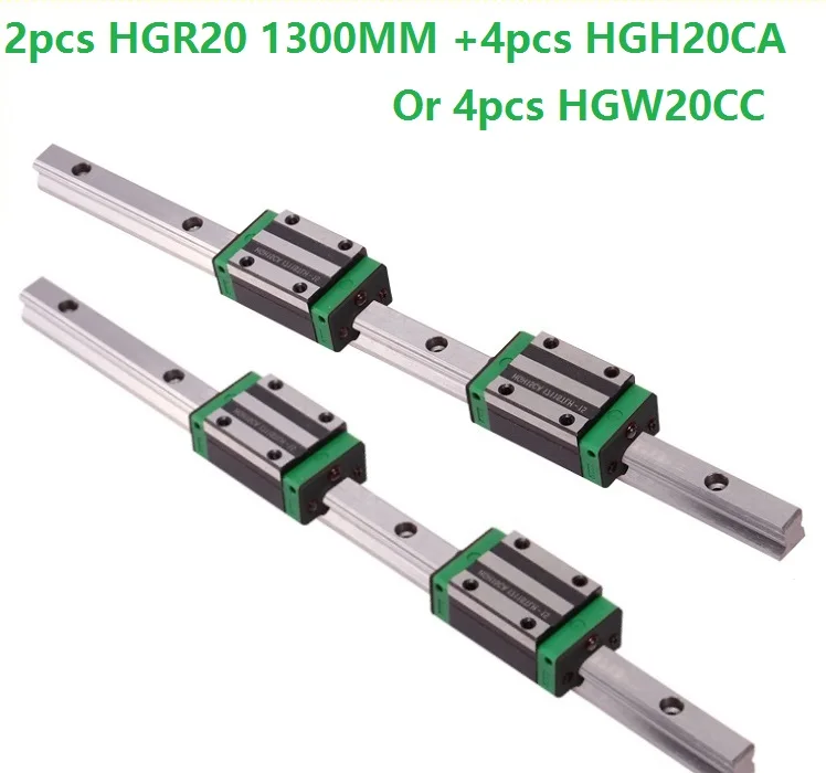 Линейная направляющая HGR20 L 1300 мм 2 шт. + линейный блок HGH20CA / HGW20CC|Линейные
