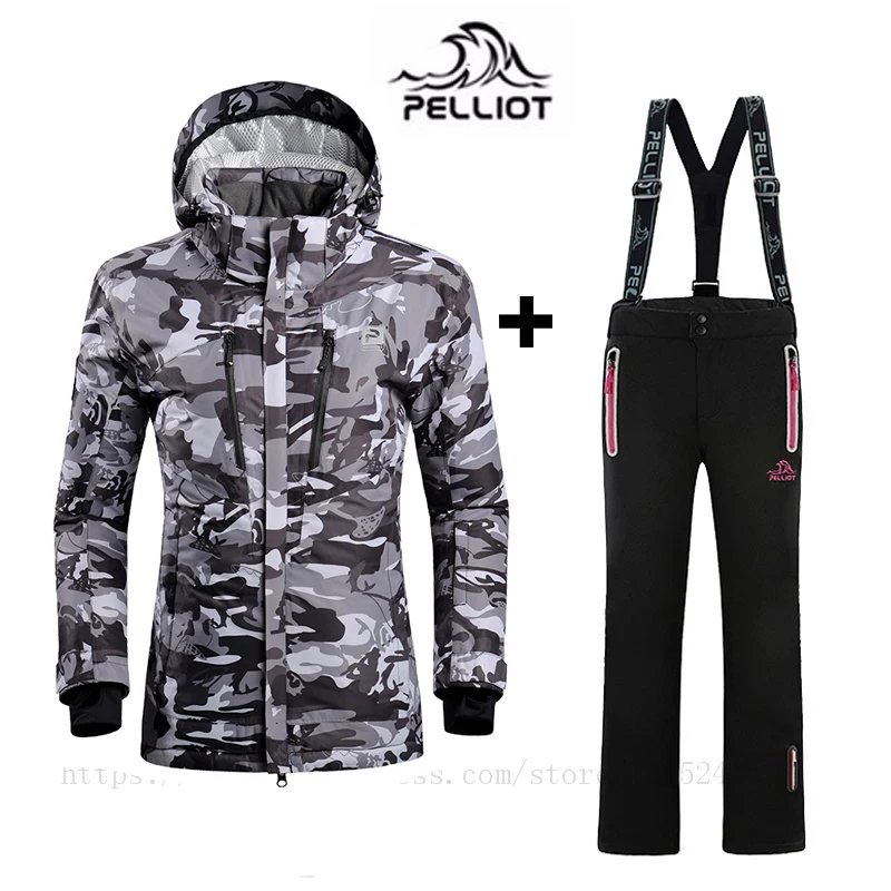 

Pelliot Top Quality Women`s ski suit Waterproof Super warm Mountain skiing suit outdoor ski jacket+snowboard pant ski