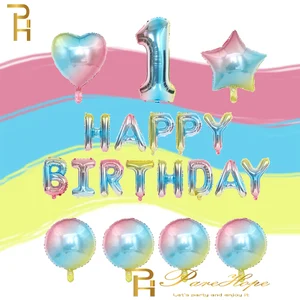 40 ''градиент радуга количество воздушных шаров звезда с принтом сердце, любовь цифра воздушные шары Baby Shower воздушный шар на день рождения День рождения украшения для детей