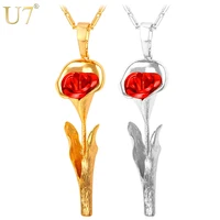 u7 morning glory flower pendant necklace sale goldsilver color vintage rose necklace gift women jewelry p775