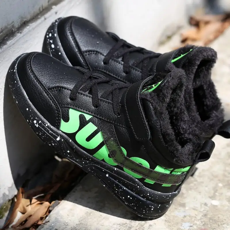 Небесно-голубой Winter Children Sneakers New Velvet Martin Boots Elastic Band Kids Casual Shoes Boys Girls Snow Boots Plush Fashion Boots - Цвет: Небесно-голубой