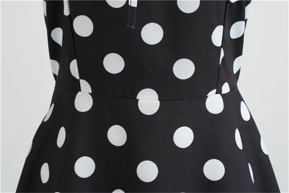 Летние женские платья Хепберн ретро халат винтажные платья Vestidos 50s 60s рокабилли Pin Up черный горошек Свинг платья