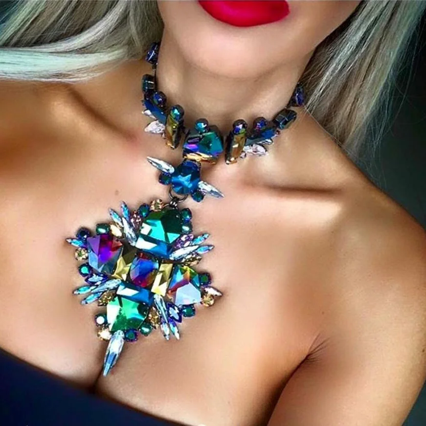 Ожерелье-чокер женское квадратное с кристаллами 4 цвета | Украшения и аксессуары