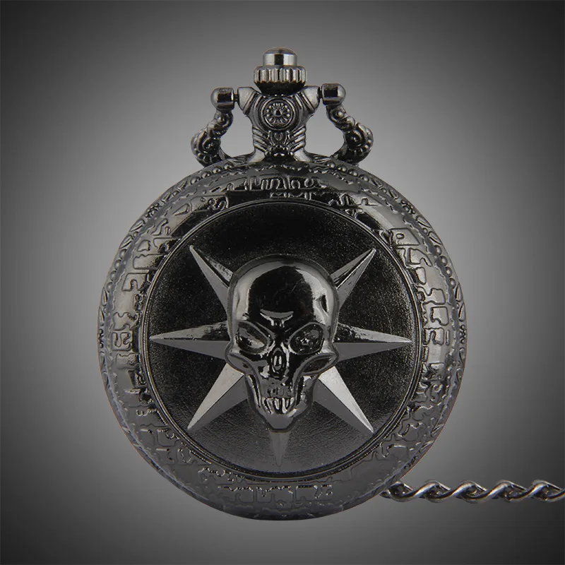 Антикварные Reloj панк вольфрамовые кварцевые карманные часы скрещенные кости винтажные модные популярные пиратские головы резной узор Ретро мужской подарок