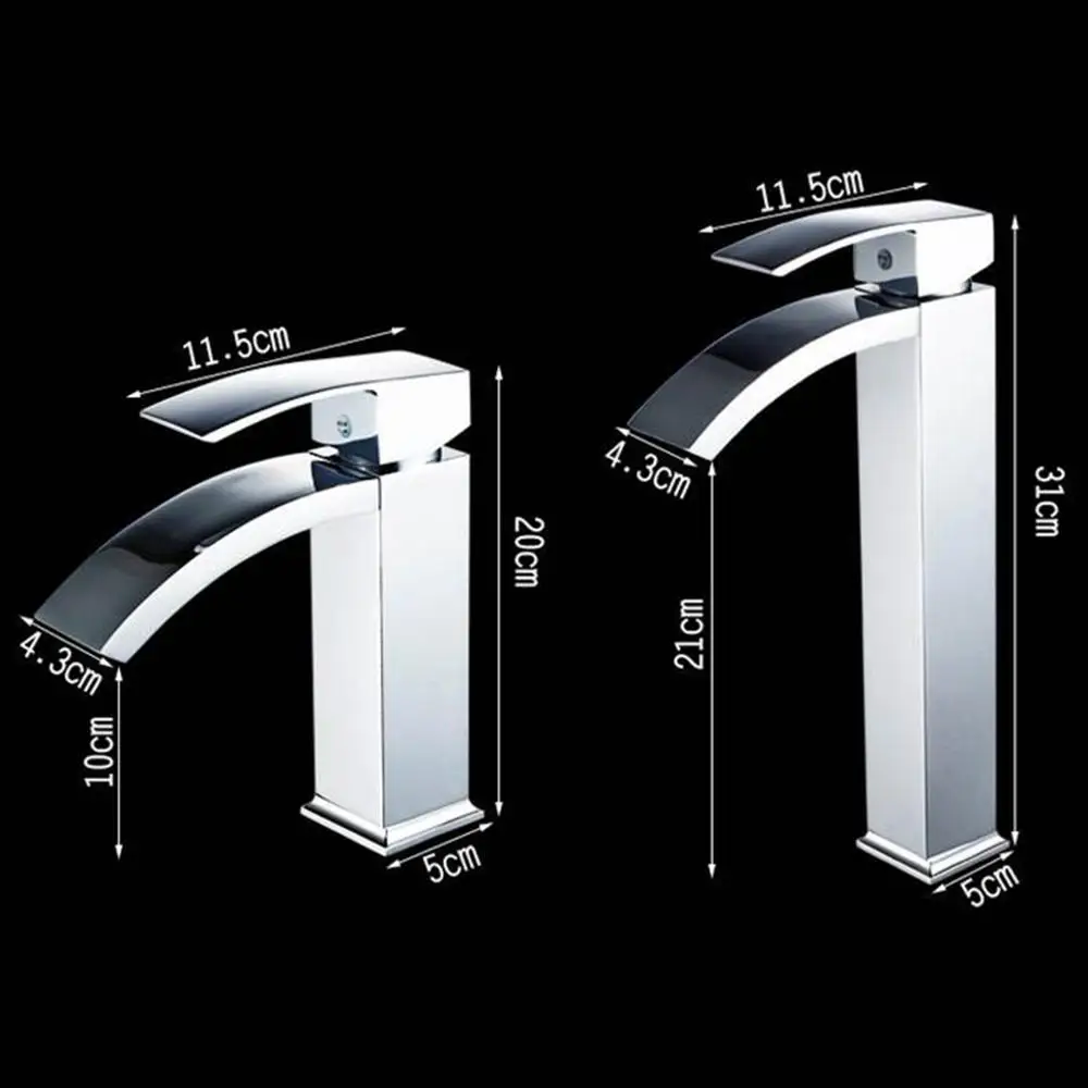 

SHBSHAIMY Chrome Waterfall Bathroom Basin Faucet Deck Mounted Single Handle Single Hole Cold Hot Water Mixer Tap Bass Faucet