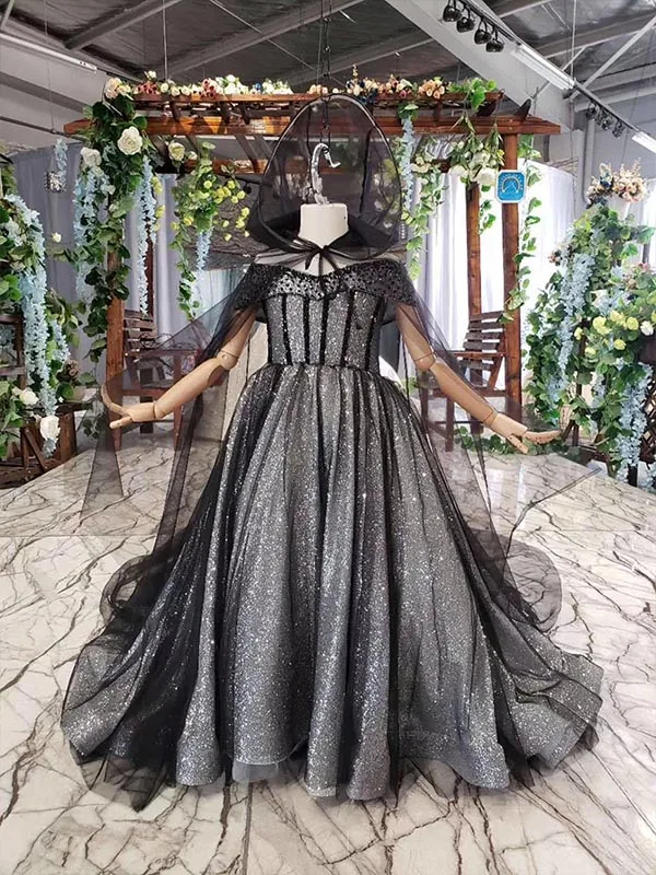 child dress HTL571 черные торжественные платья с накидкой кружевные аппликации вечерние платья бальное платье parent-детское платье халат soiree manche longue - Цвет: child dress