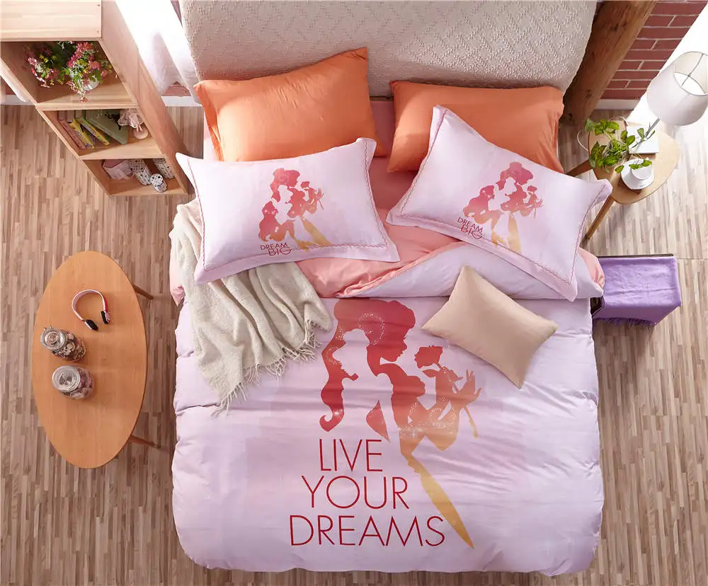 DISNEY BEDDING 4 Disney красота и чудовище постельных принадлежностей королева размер девушки пара украшения спальни Египетский хлопок одеяло пододеяльники Твин Полный кровать - Цвет: DISNEY BEDDING 4