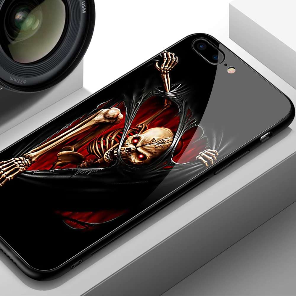 FinderCase чехол для iPhone 7 стеклянный крутой череп узорная твердая задняя крышка 6 6S 8
