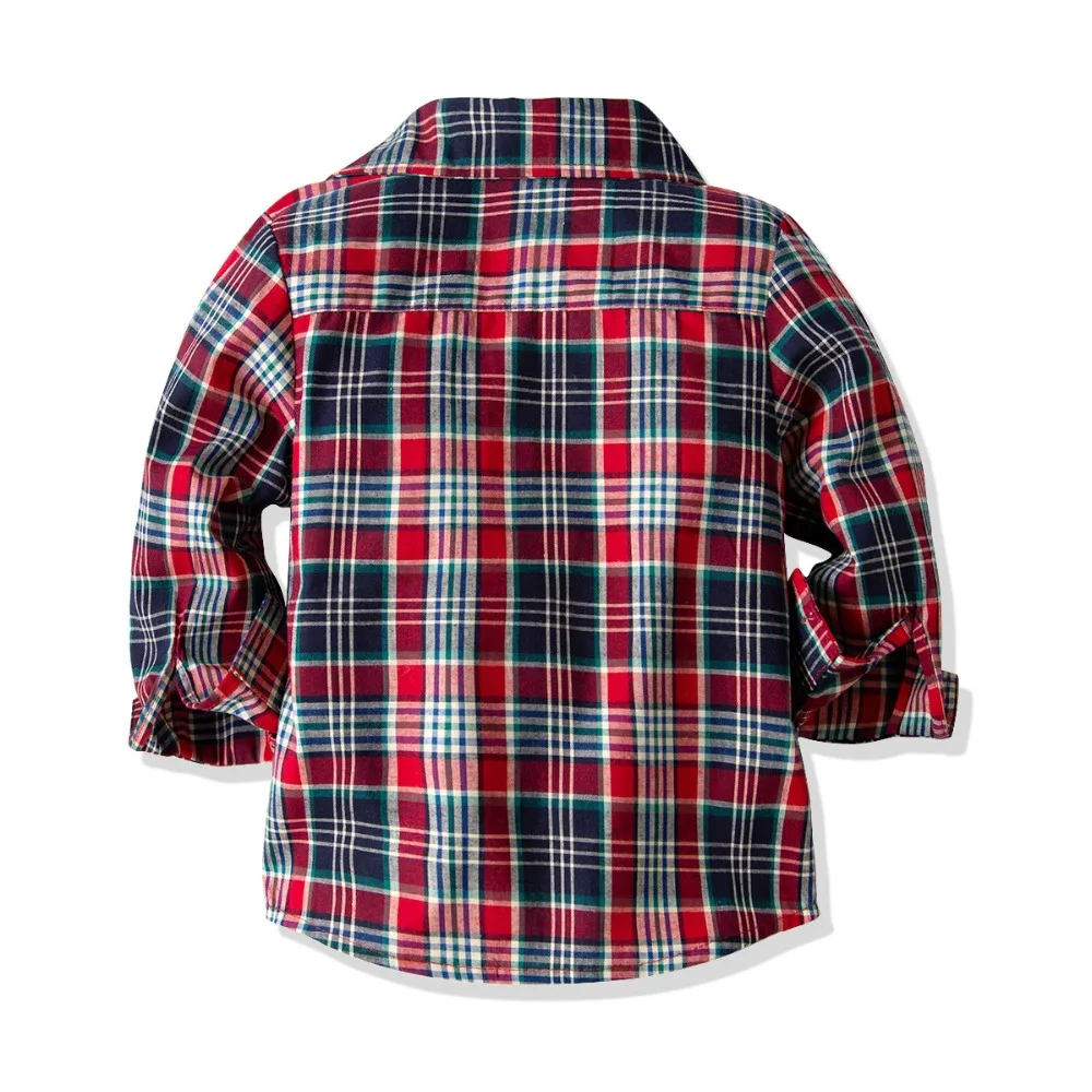 Baby Boy Clothing Sets 2019 Gentleman Clothes Cotton Plaid Shirt+Elastic trousers 2PCS Outfits Bebes Suits 2 to 8 Years Old |